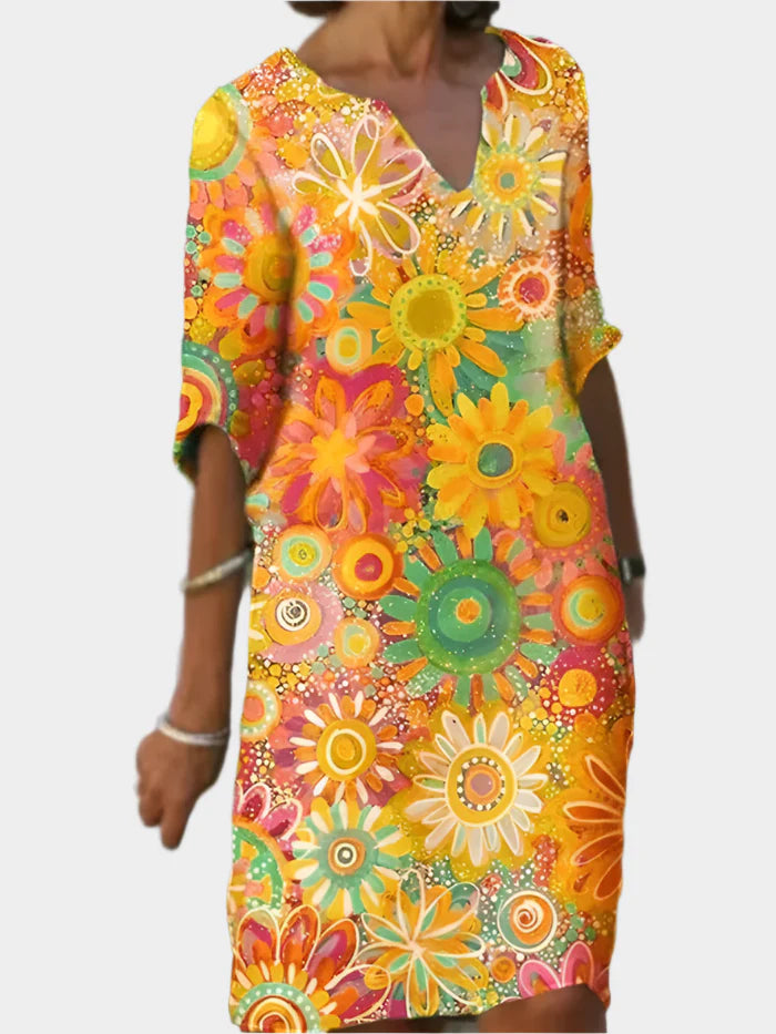 Colorful Dress with Floral Design
