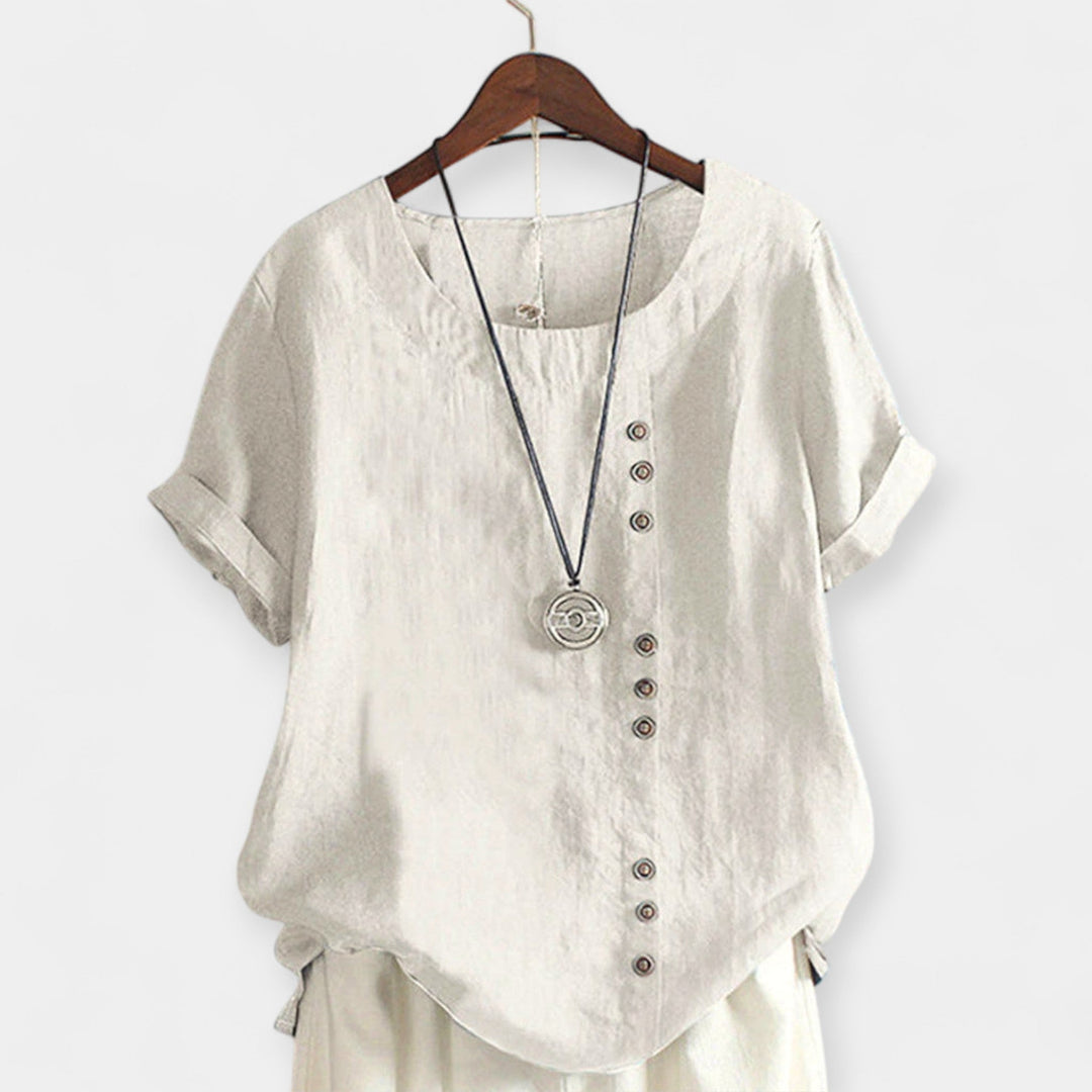 Short Sleeve Blouse with Buttons