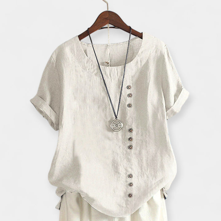 Short Sleeve Blouse with Buttons