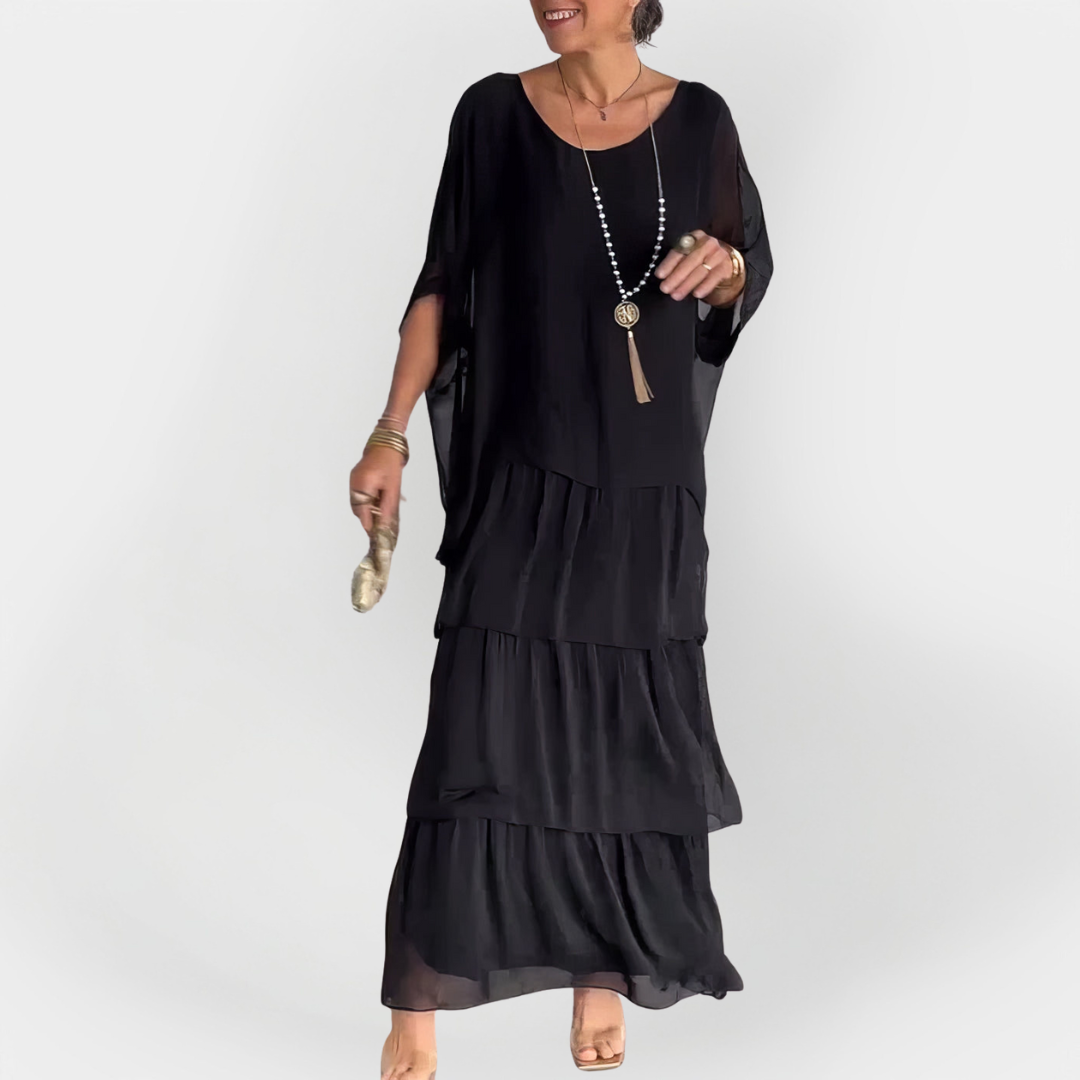 Pleated Dress with Double Layer Effect