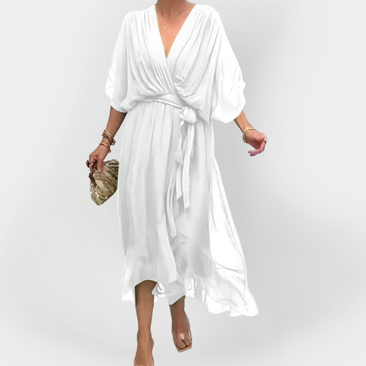 Chiffon Dress with V-Neck