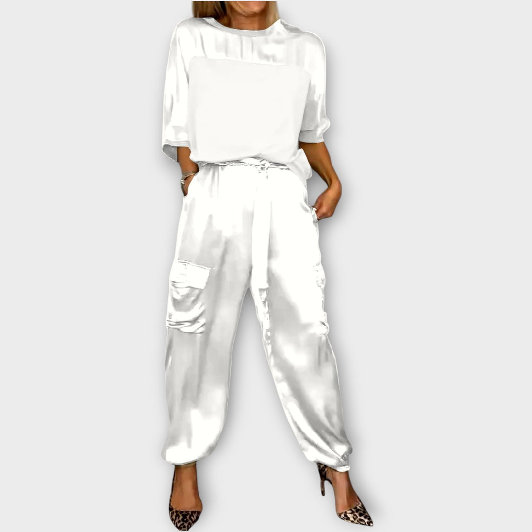 Relaxed Satin Cargo Lounge Set
