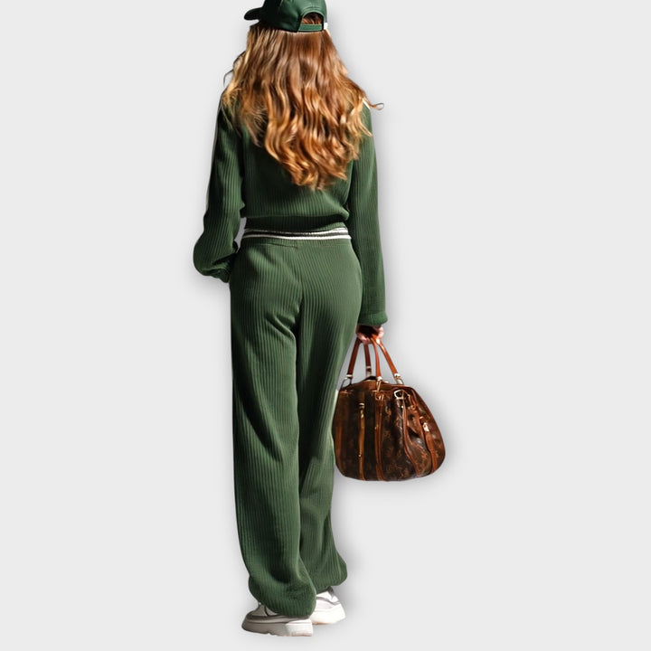 Sporty Ribbed Zip-Up Lounge Set