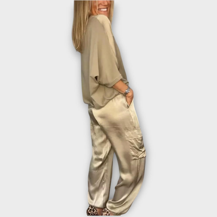 Relaxed Satin Cargo Lounge Set