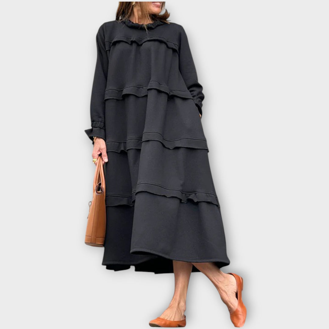 Chic Relaxed Fit Tiered Midi Dress