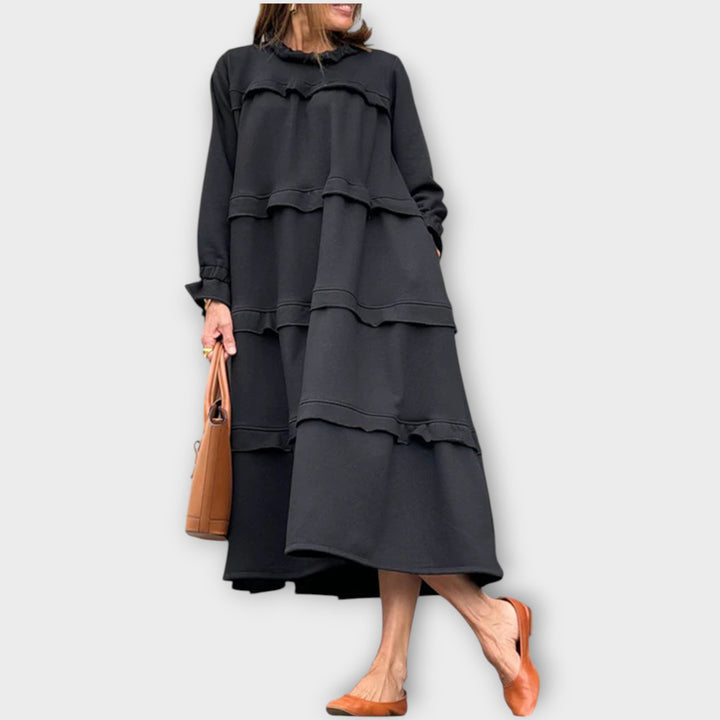 Chic Relaxed Fit Tiered Midi Dress