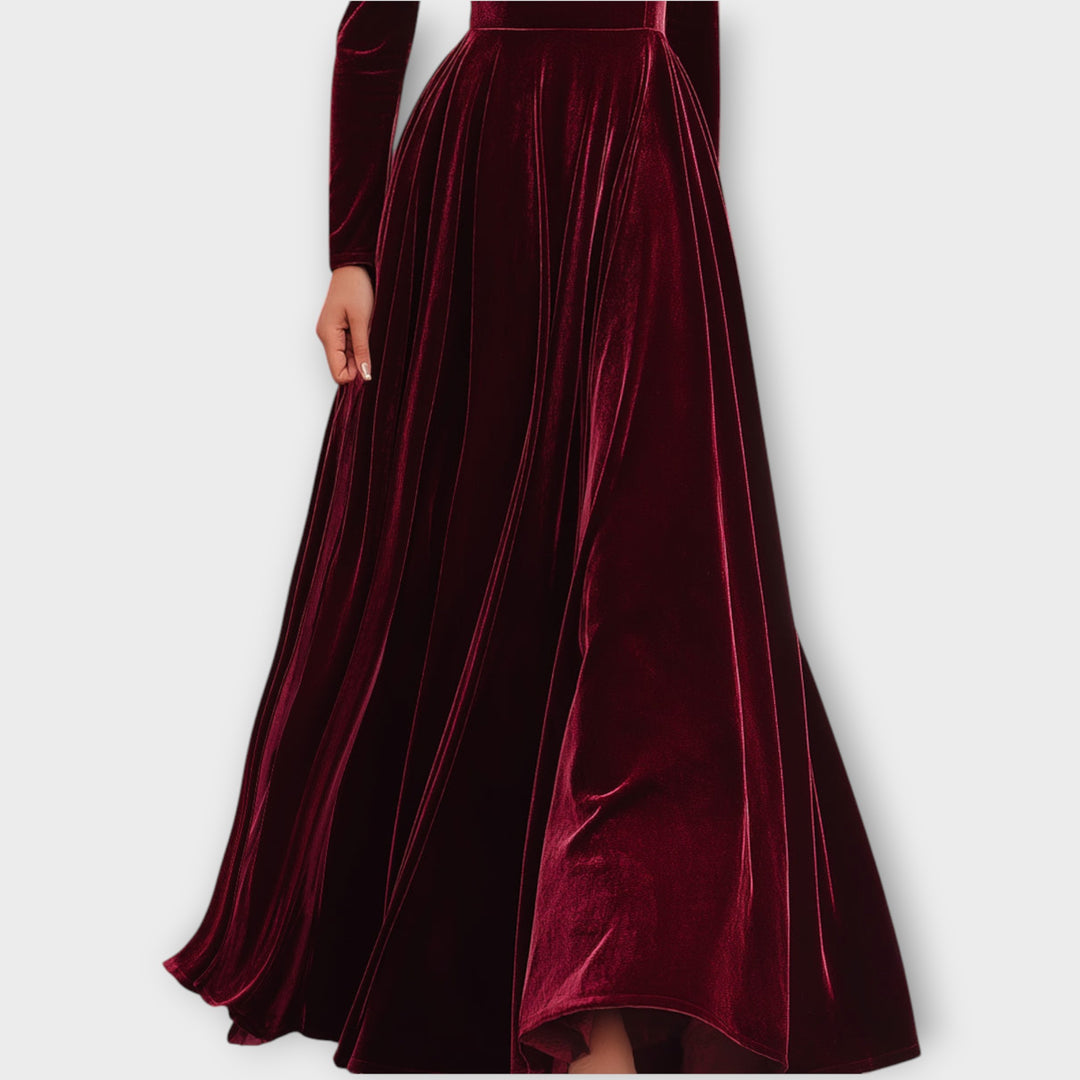 Luxe Velvet High-Neck Evening Gown