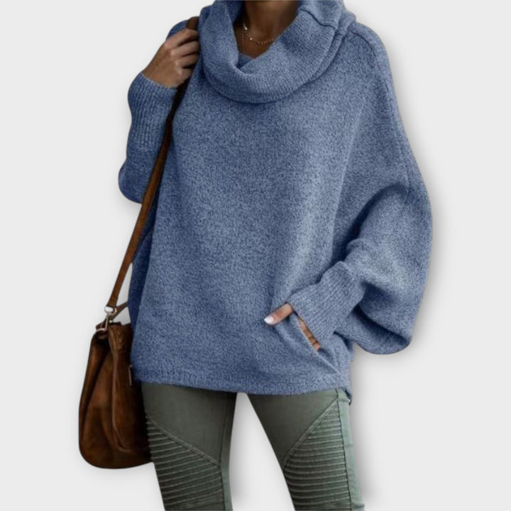 Oversized Cowl Neck Sweater with Relaxed Fit