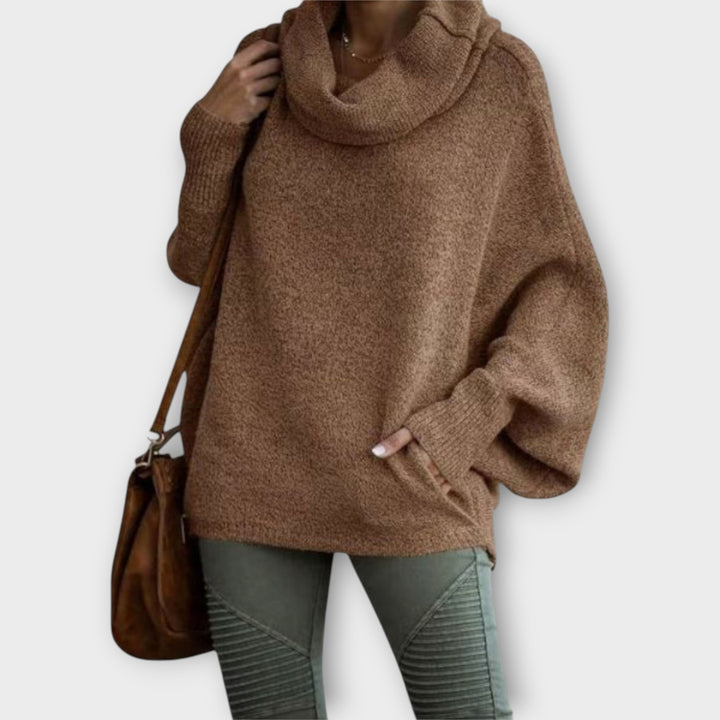 Oversized Cowl Neck Sweater with Relaxed Fit