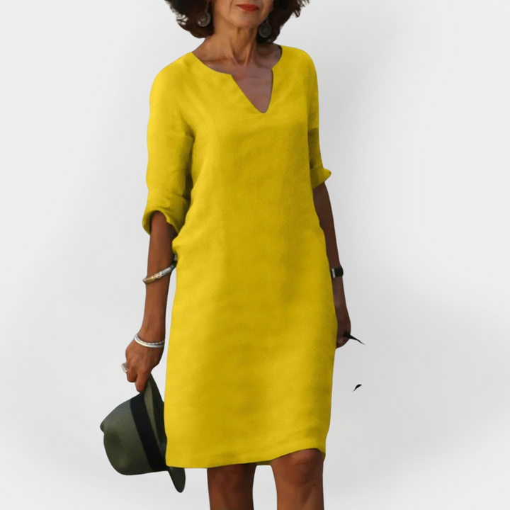 Daily Dress with V Neckline
