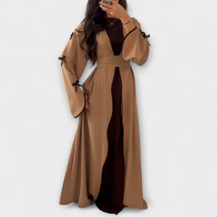 Stylish Cardigan and Dress Combined with Striped Decoration