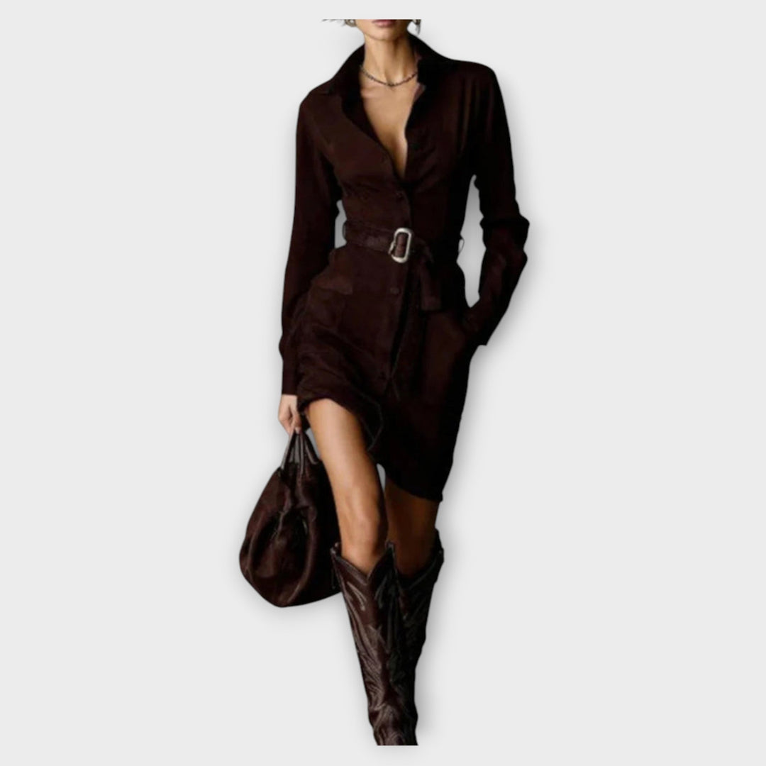 Vintage Suede Belted Mini Dress