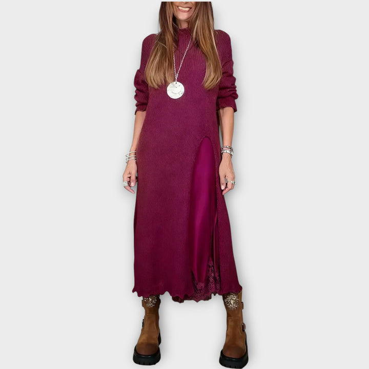 Elegant Layered Knit Maxi Dress