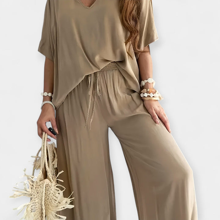 Airy Set with Wide Pants and Loose Blouse