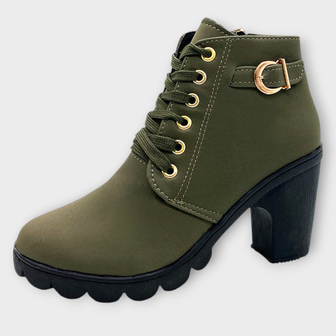 Lace-Up Block Heel Ankle Boots