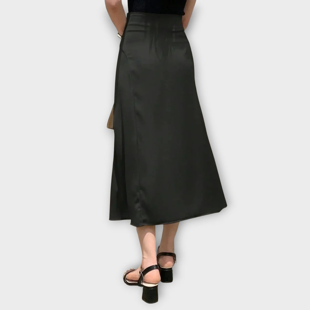 Satin Elegance Wrap Midi Skirt