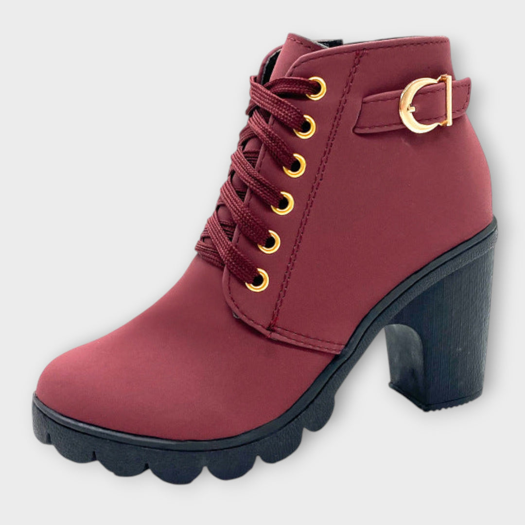 Lace-Up Block Heel Ankle Boots