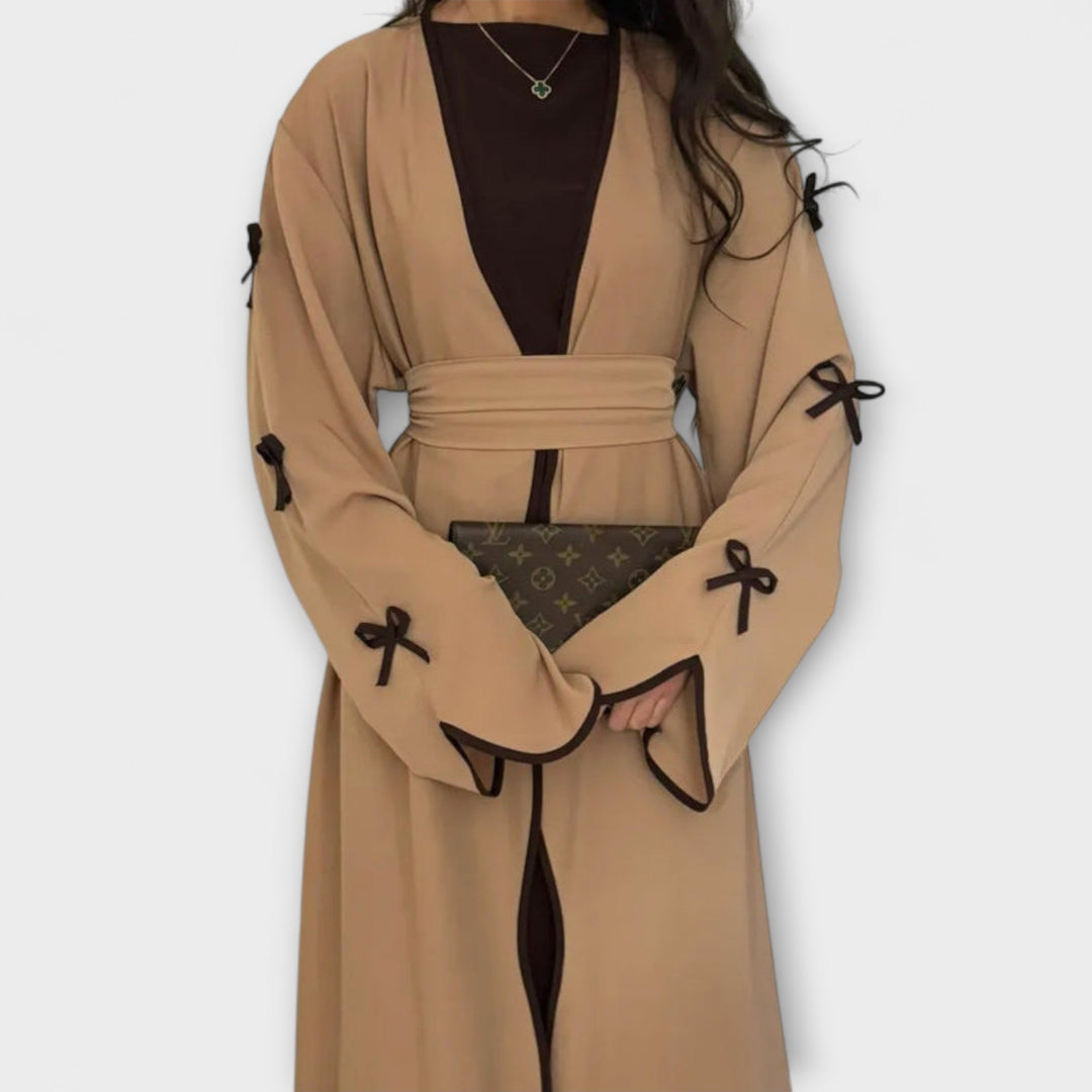 Stylish Cardigan and Dress Combined with Striped Decoration