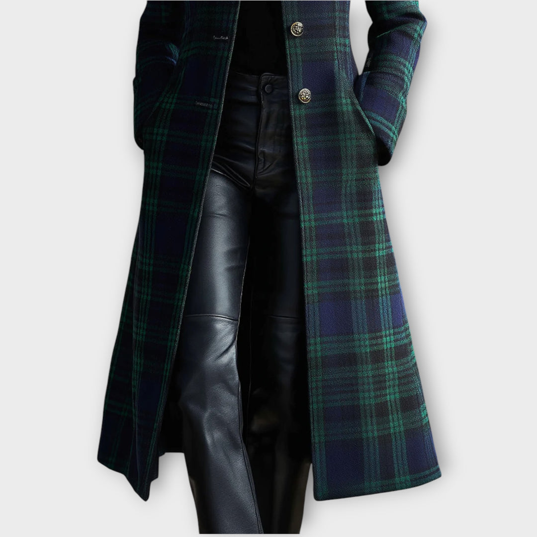 Elegant Plaid Longline Winter Coat