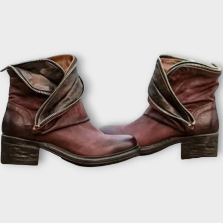 Vintage Zip-Detail Ankle Boots