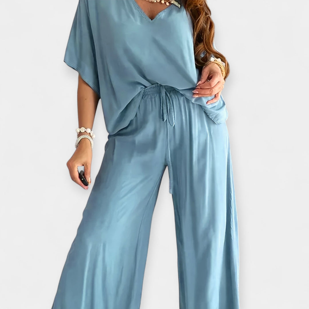 Airy Set with Wide Pants and Loose Blouse