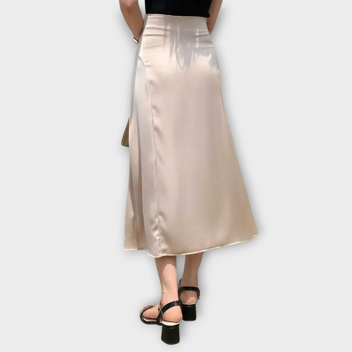Satin Elegance Wrap Midi Skirt