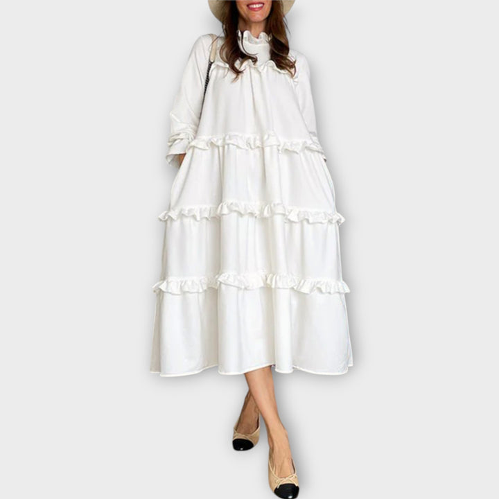 Chic Relaxed Fit Tiered Midi Dress