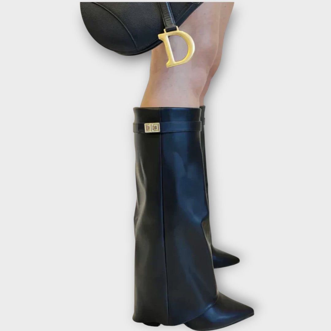 Taupe Suede Knee-High Pointed Boots