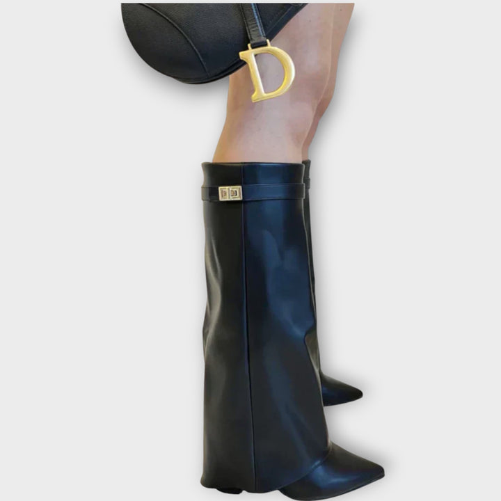 Taupe Suede Knee-High Pointed Boots