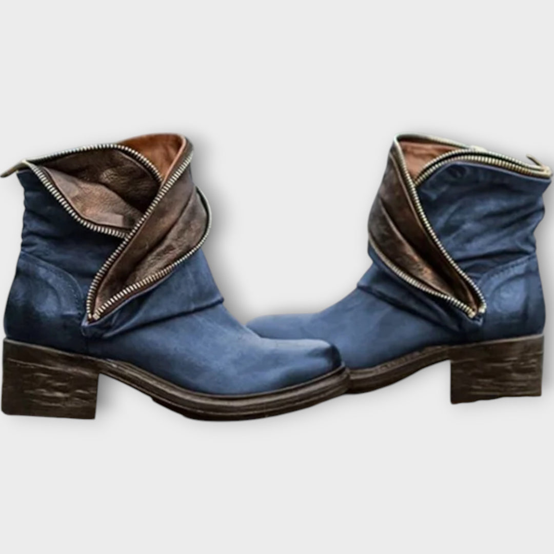 Vintage Zip-Detail Ankle Boots