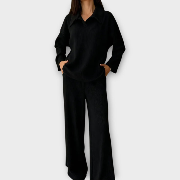 Relaxed Collared Knit Set