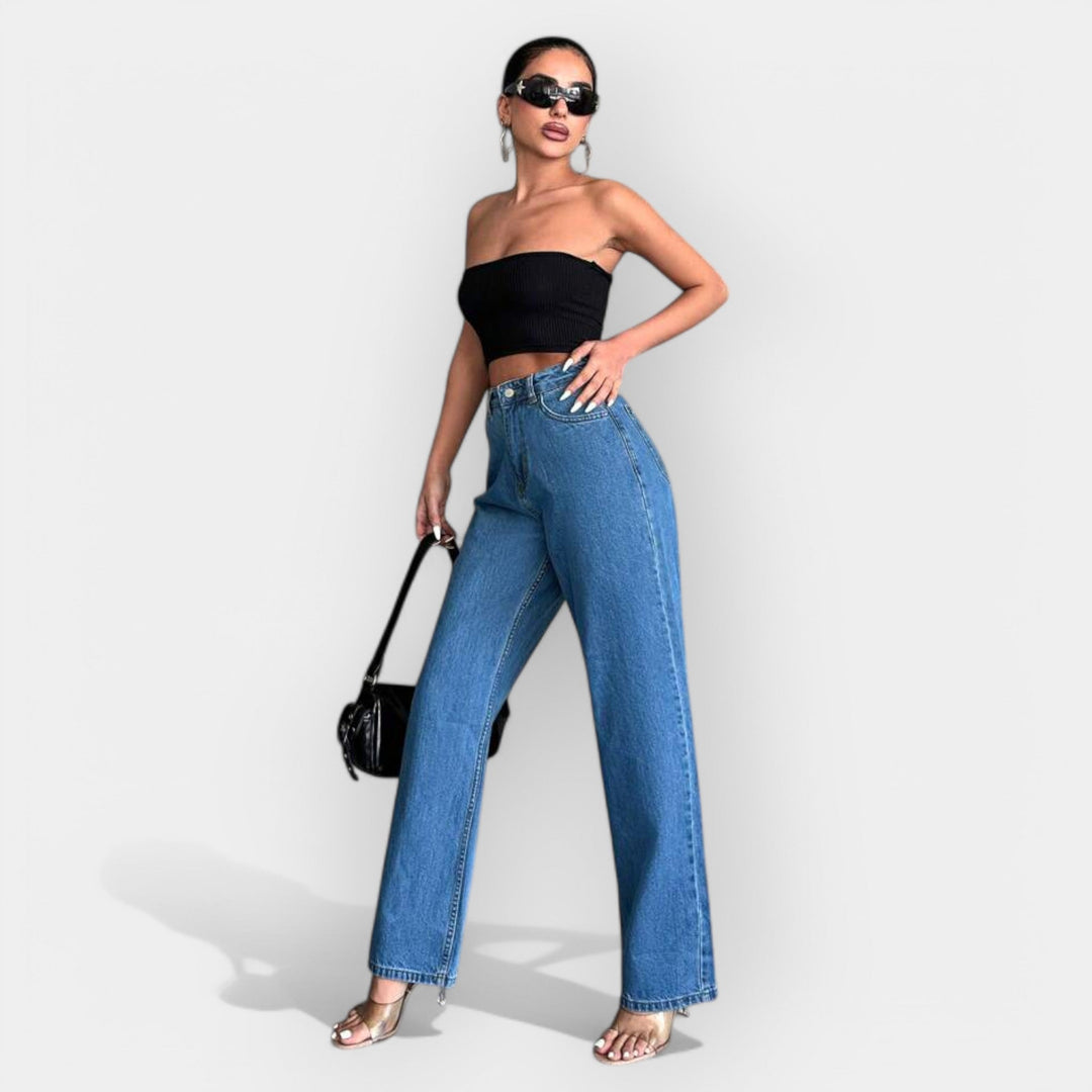 High-Waisted Jeans with Comfortable Wide Fit