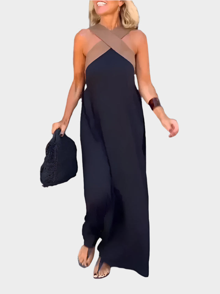 Elegant Dress with Open Neckline