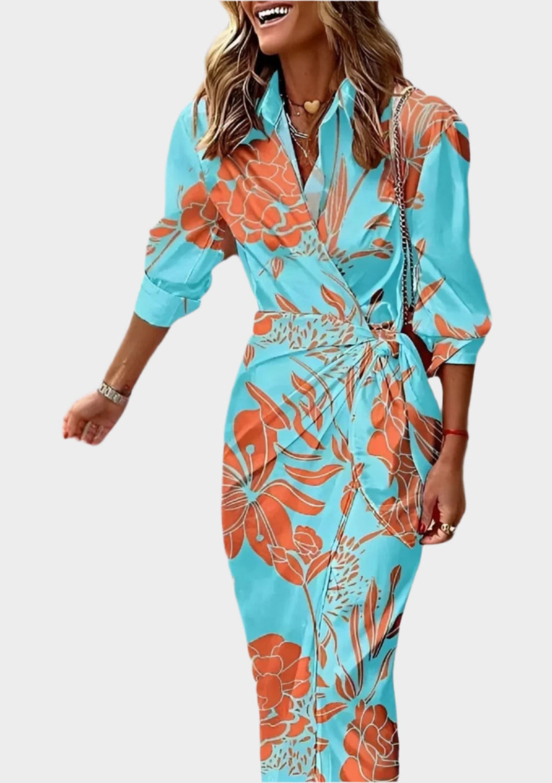 Printed Dress with Adjustable Waist