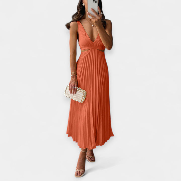 Maxi Dress with Pleated Design