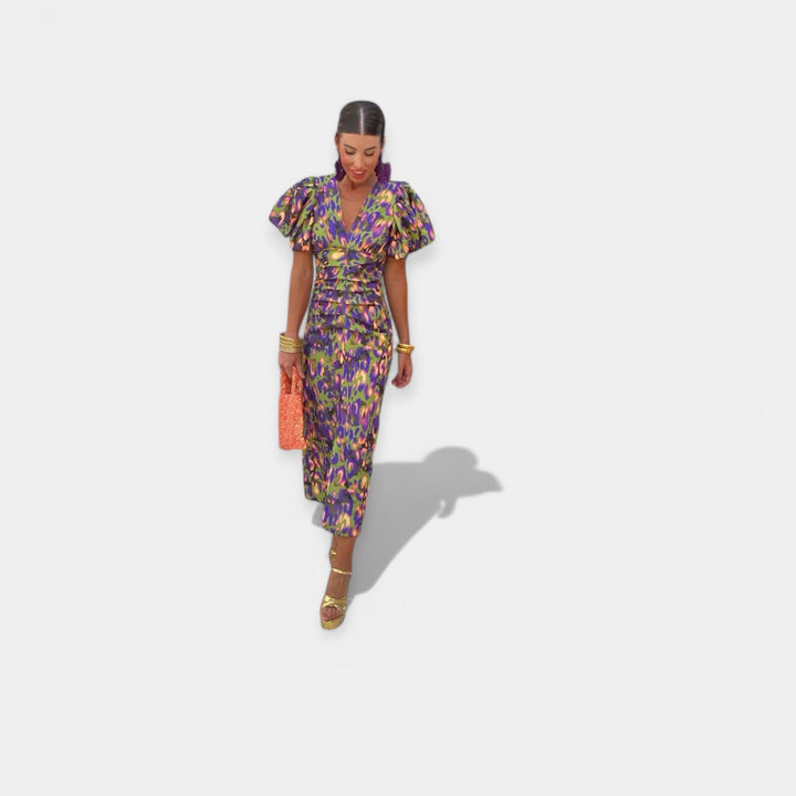 Dress with Sleeves and Ruffles