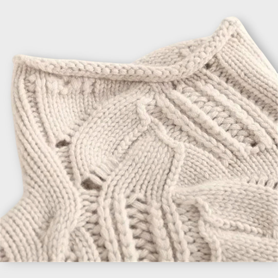 Ksenia Cashmere Turtleneck with Braided Pattern