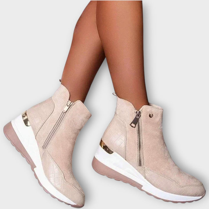 Zip-Up Wedge Ankle Boots