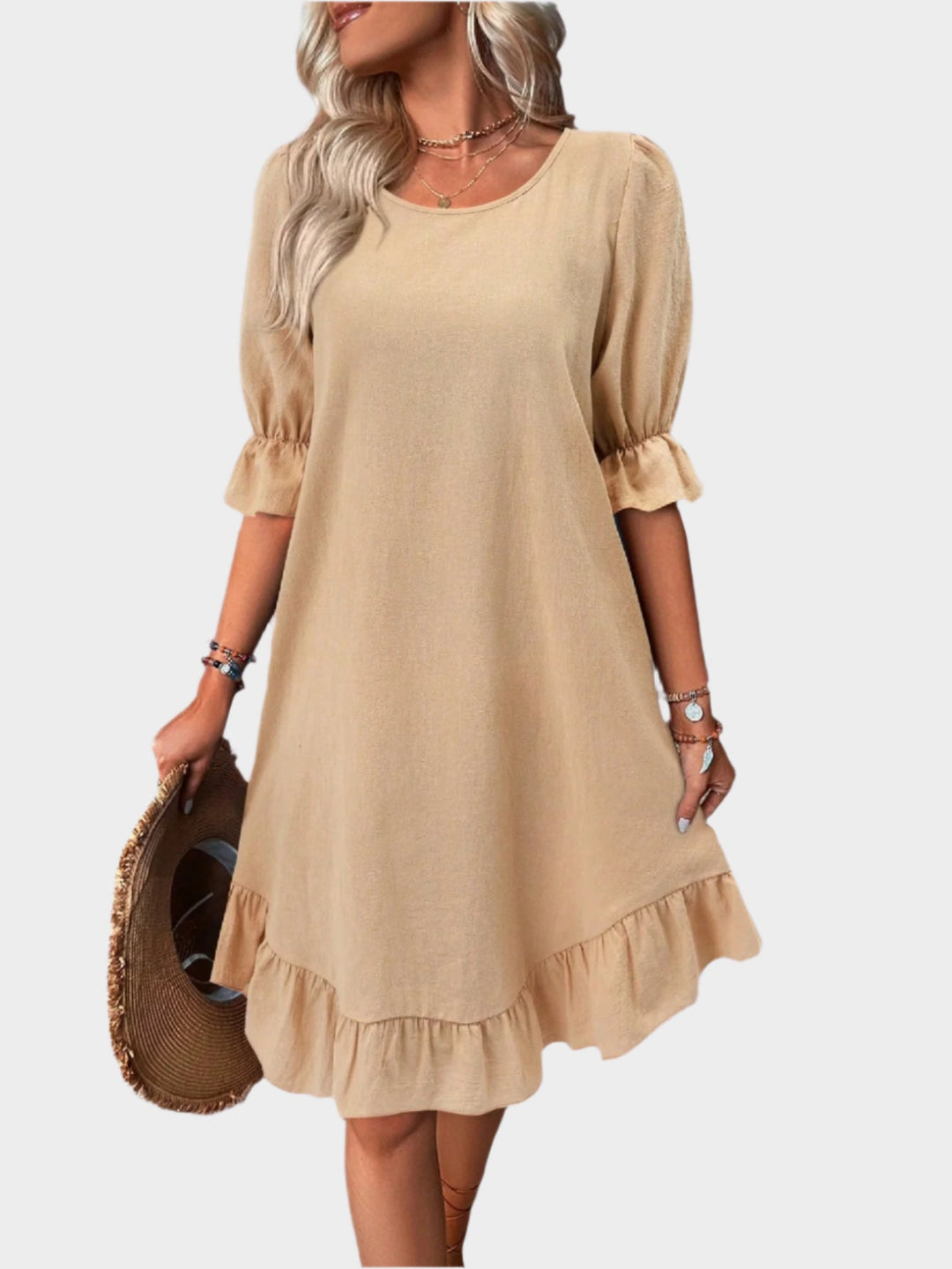 Retro Midi Dress with Comfortable Sleeves