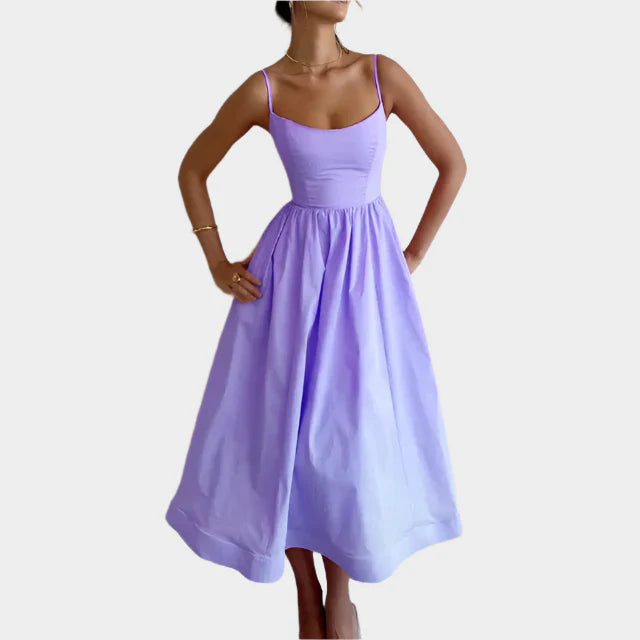 Dress with Wide and Soft Satin Line