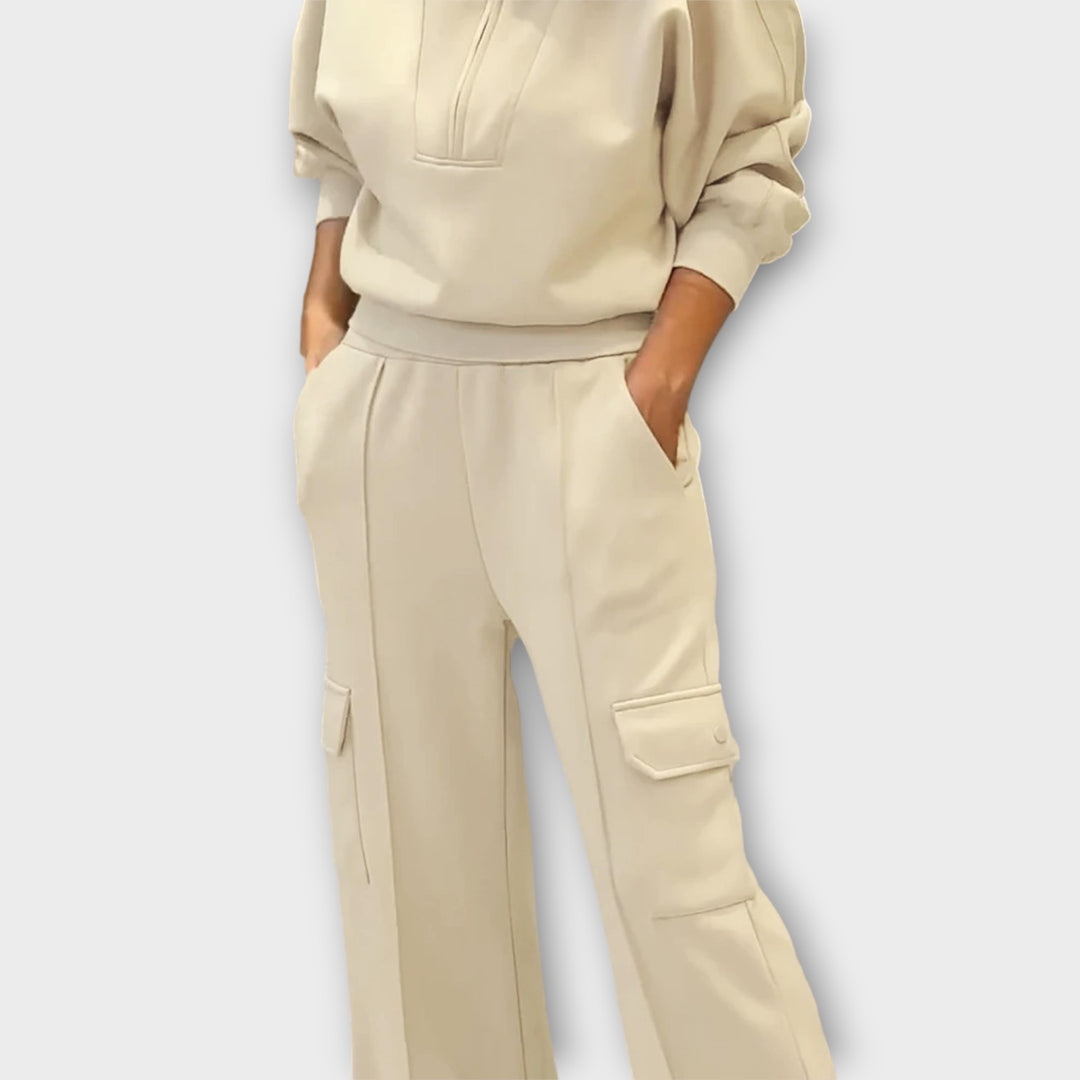 Elegant Wide-Leg Cargo Lounge Set