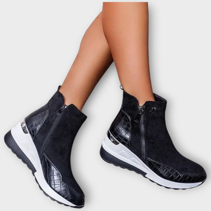Zip-Up Wedge Ankle Boots