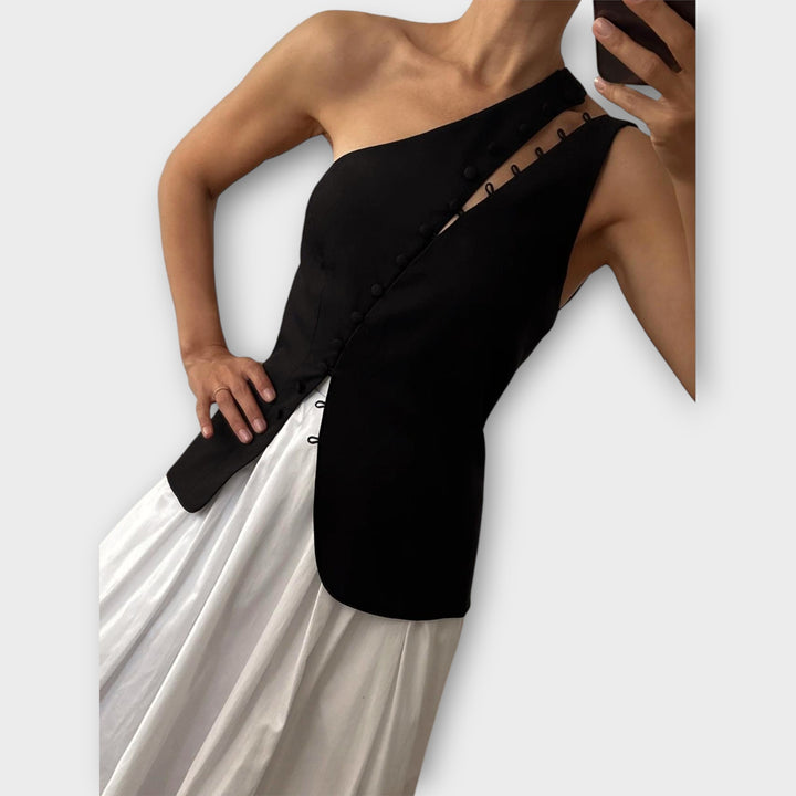 Ariadne Asymmetric Button Top