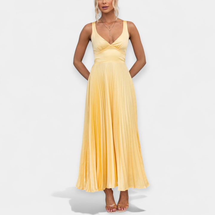 Maxi Dress in Bright Yellow with Open Back