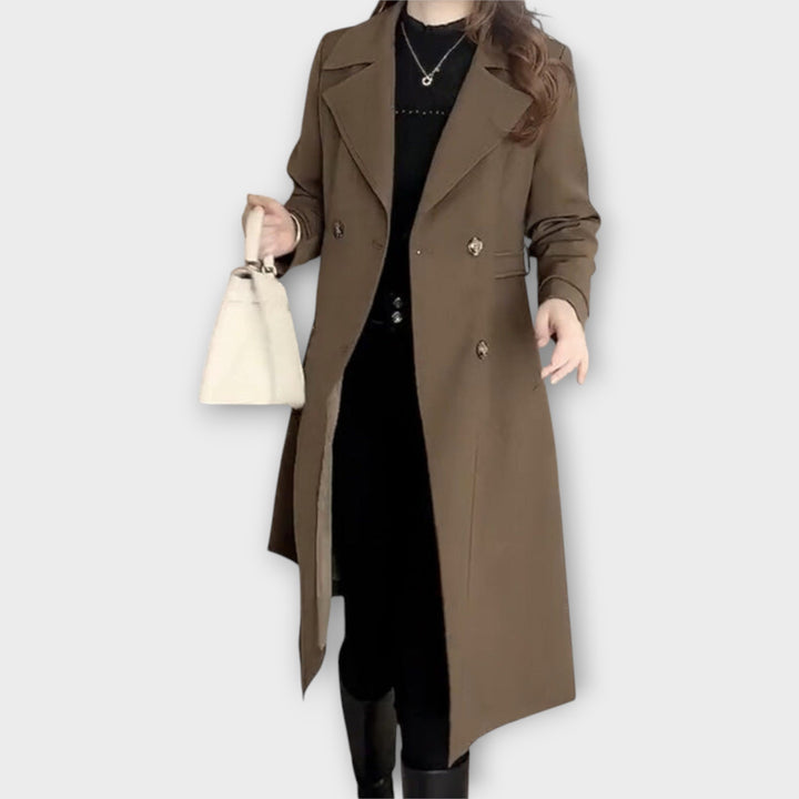 Classic Double-Breasted Long Trench Coat