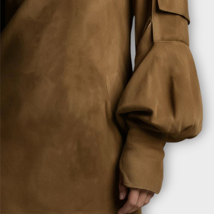 Vintage Suede Turtleneck Mini Dress