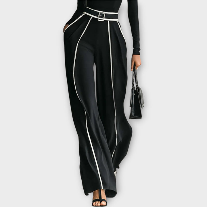 Sophisticated Two-Piece Set with Turtleneck Top and Wide-Leg Pants