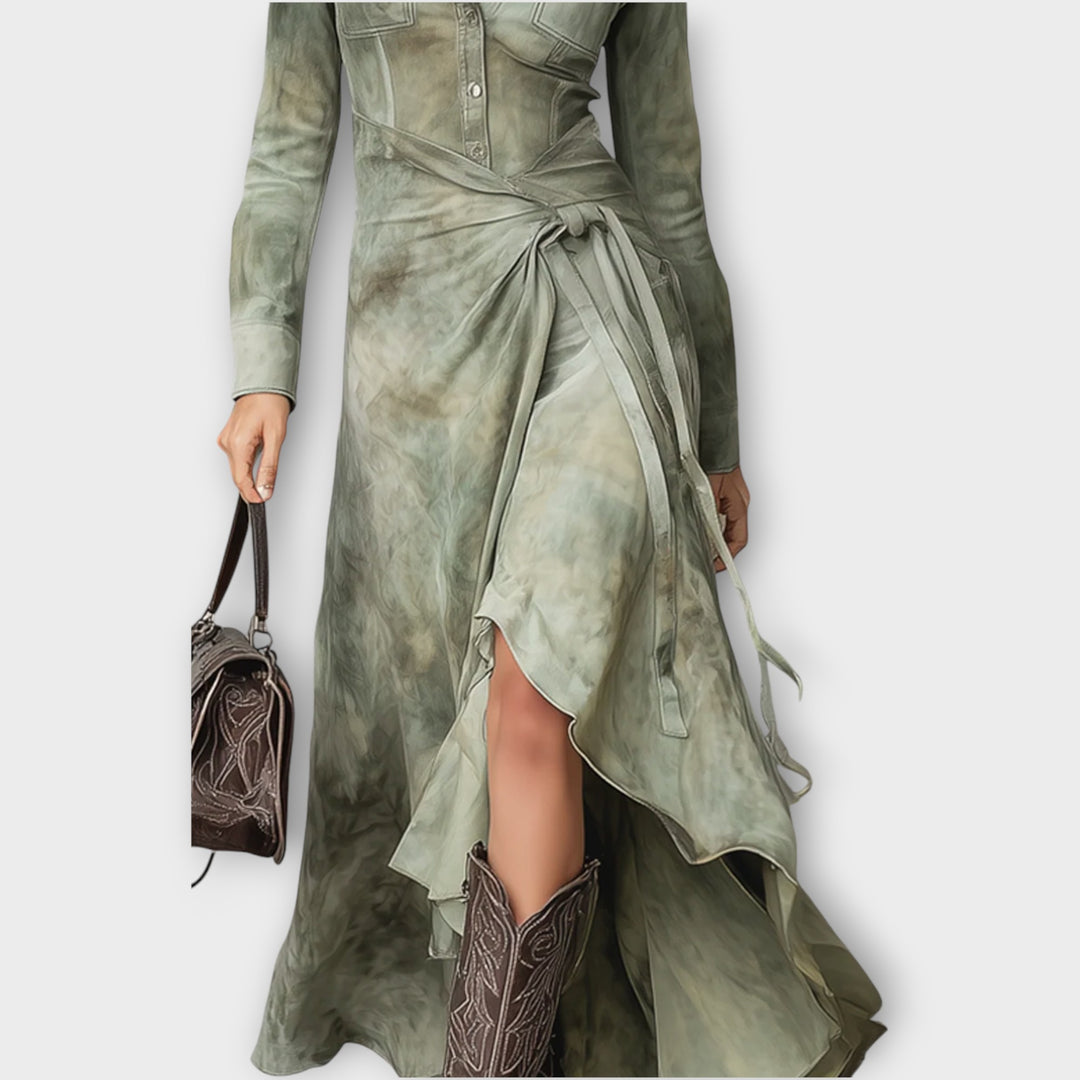 Boho Wrap Shirt Maxi Dress
