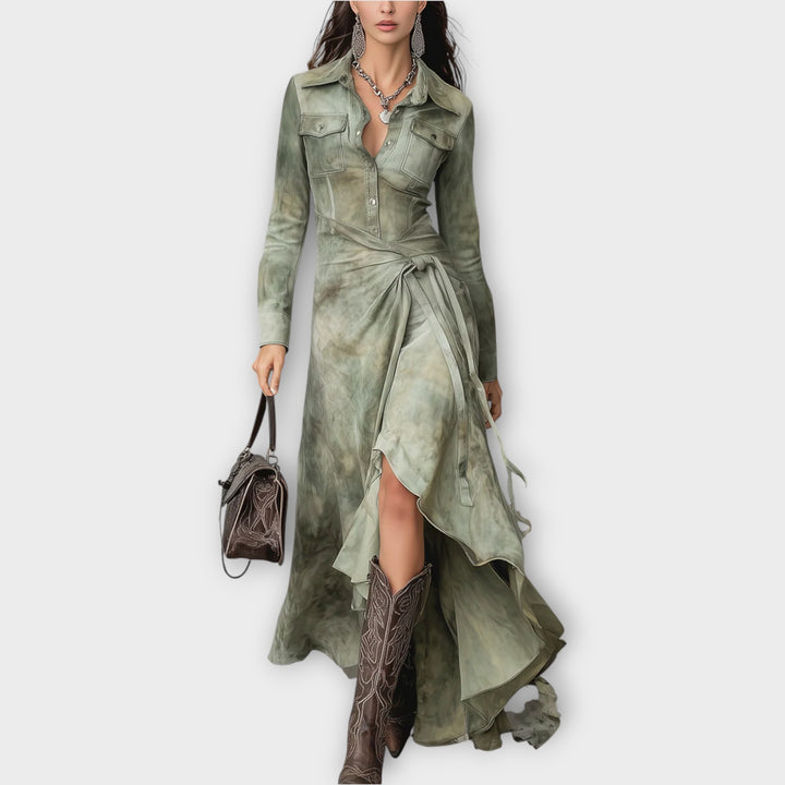 Boho Wrap Shirt Maxi Dress