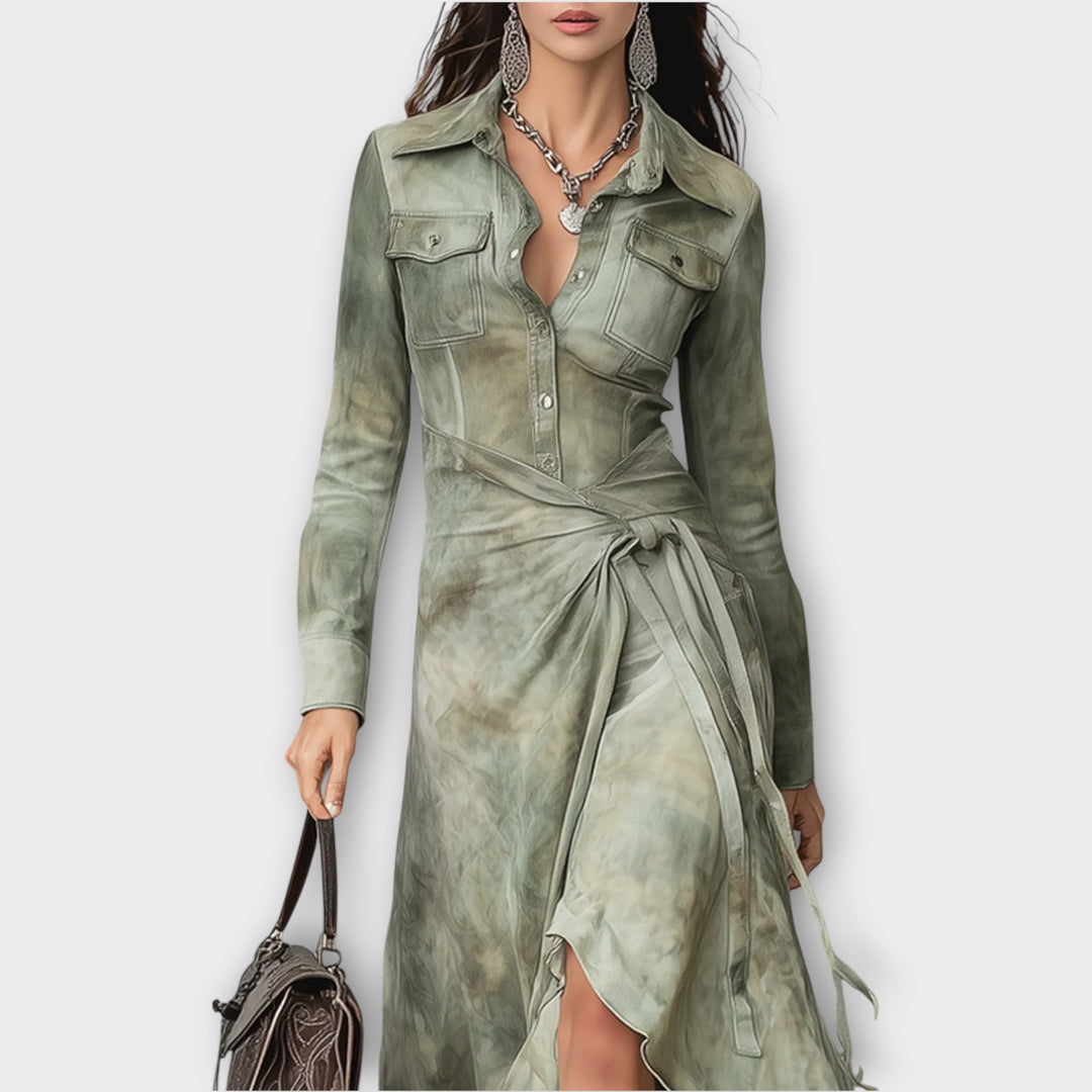 Boho Wrap Shirt Maxi Dress